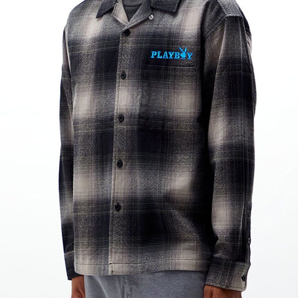 Playboy By PacSun Shadow Plaid Flannel Shirt size large